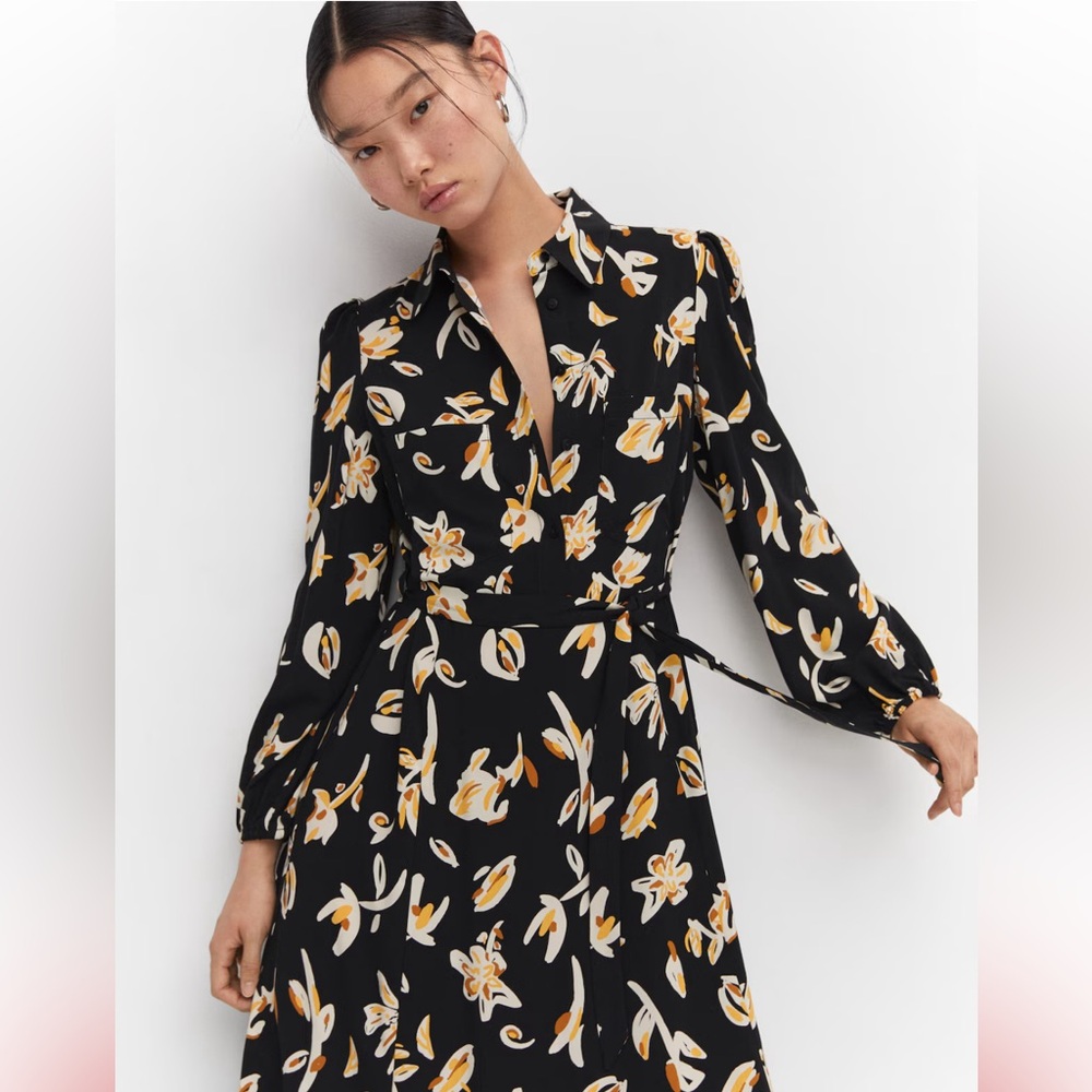 Mango Long Sleeve Dress